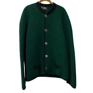 Sport Scherl Austrian Boiled‎ Wool Cardigan Jacket Forest Green Women's Large